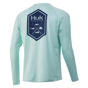 huk men's pursuit long sleeve sun protecting fishing shirt, hex-seafoam, 3x-large