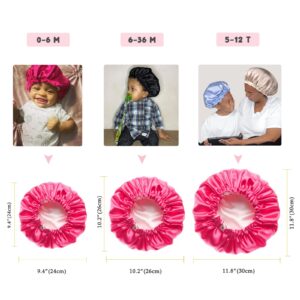 YANIBEST Baby Satin Bonnet Sleep Cap - Double Layer Reversible Adjustable Silky Satin Cap for Infant Toddler(6-36 Months,Hot Pink)