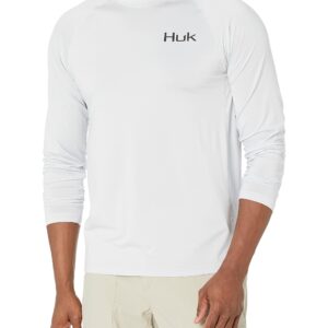 HUK Men's Pursuit Long Sleeve Sun Protecting Fishing Shirt, Tuna Badge-Glacier (New Logo), Small