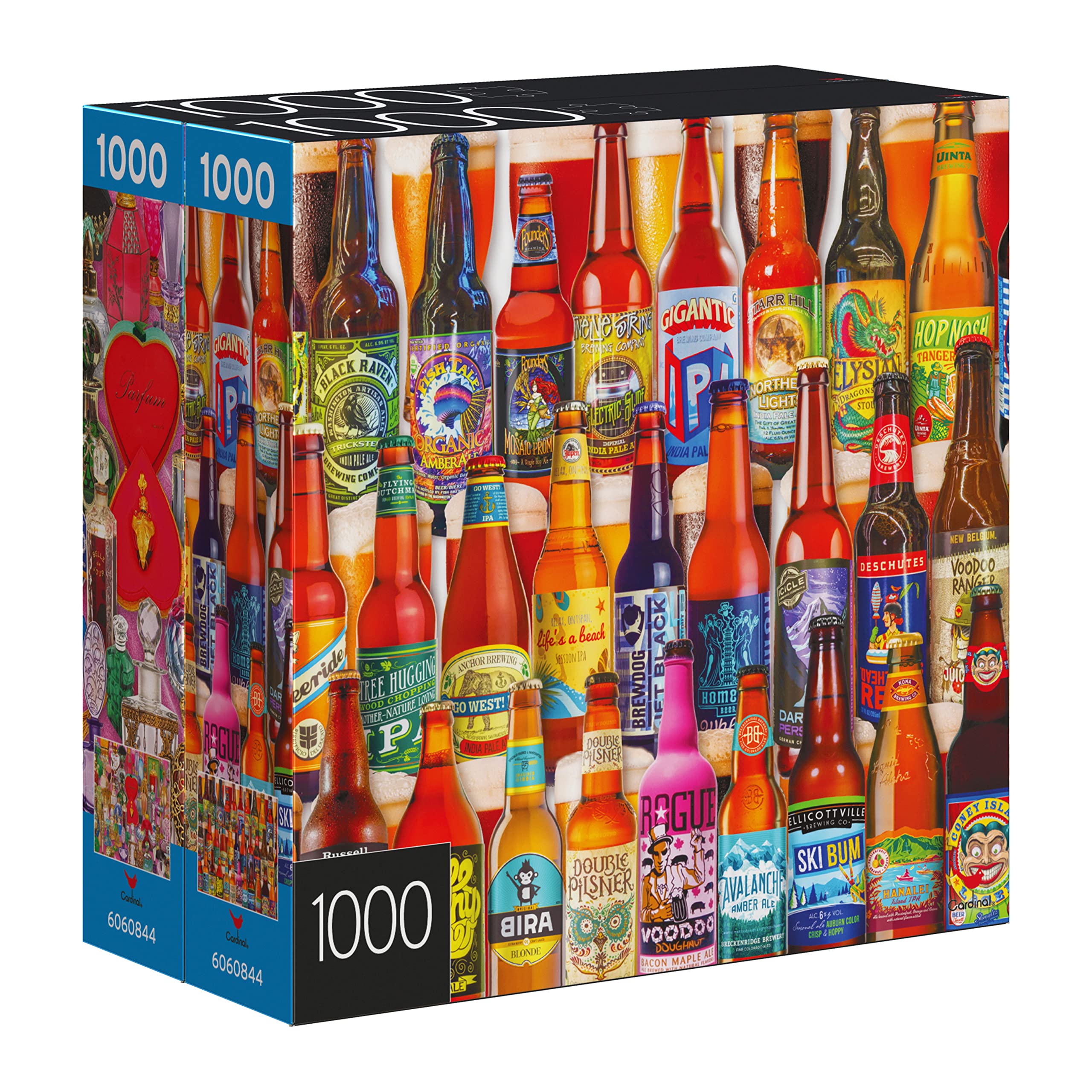 2-Pack of 1000-Piece Jigsaw Puzzles, for Adults, Families, and Kids Ages 8 and Up, Perfume Bottles and Craft Beer Bottles