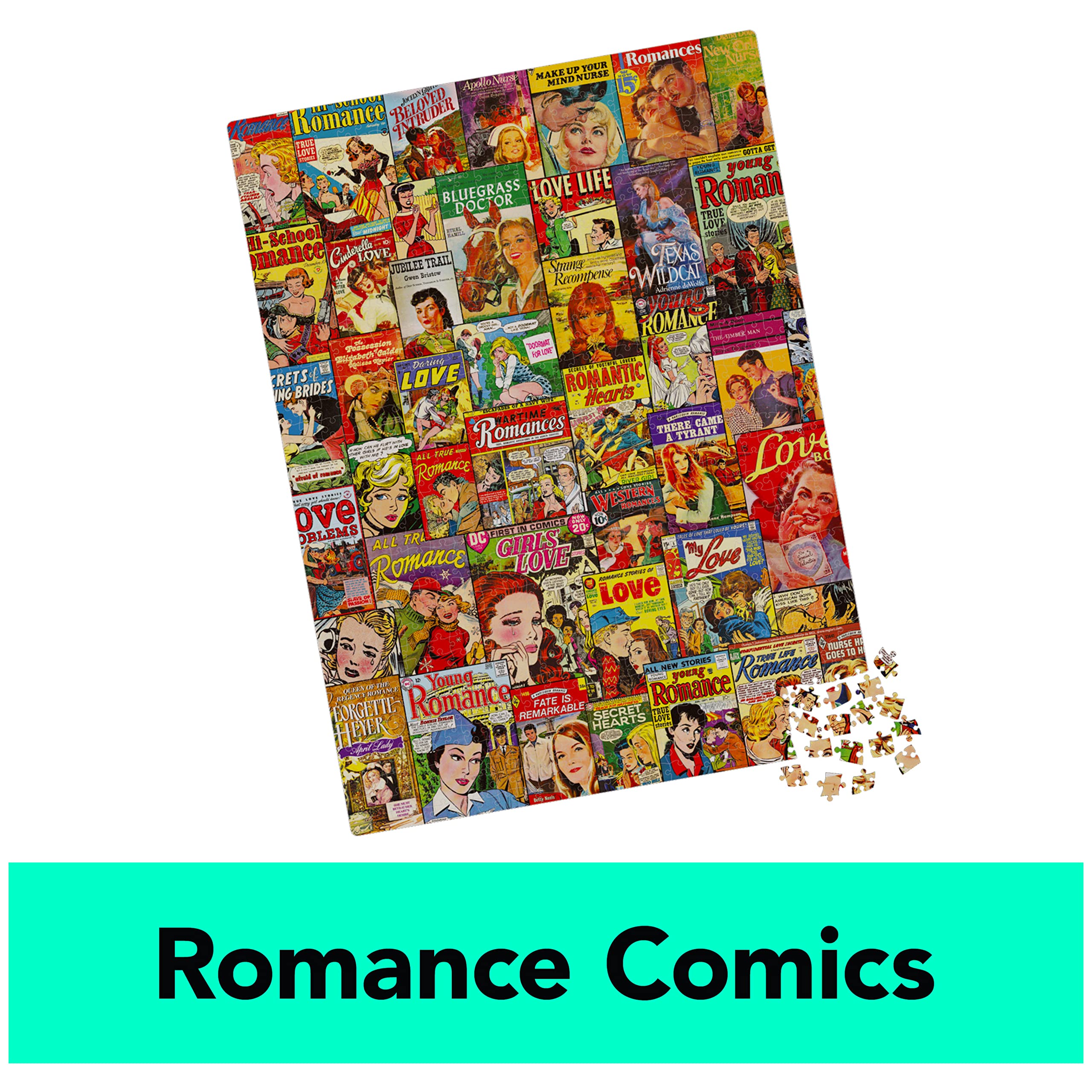 2-Pack of 1000-Piece Jigsaw Puzzles, Retro Comics and Fruit Labels, Puzzles for Adults and Kids Ages 8+, Amazon Exclusive