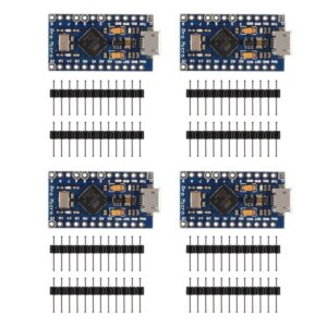 aitrip 4pcs pro micro atmega32u4 5v 16mhz bootloadered ide micro usb pro micro development board microcontroller compatible with pro micro serial connection with pin header