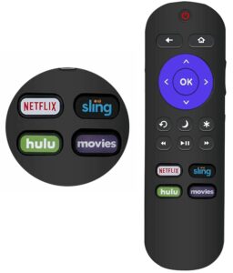 universal remote control compatible with all insignia roku tvs, all insignia roku smart tv with netflix/sling/hulu/movies- no setup required