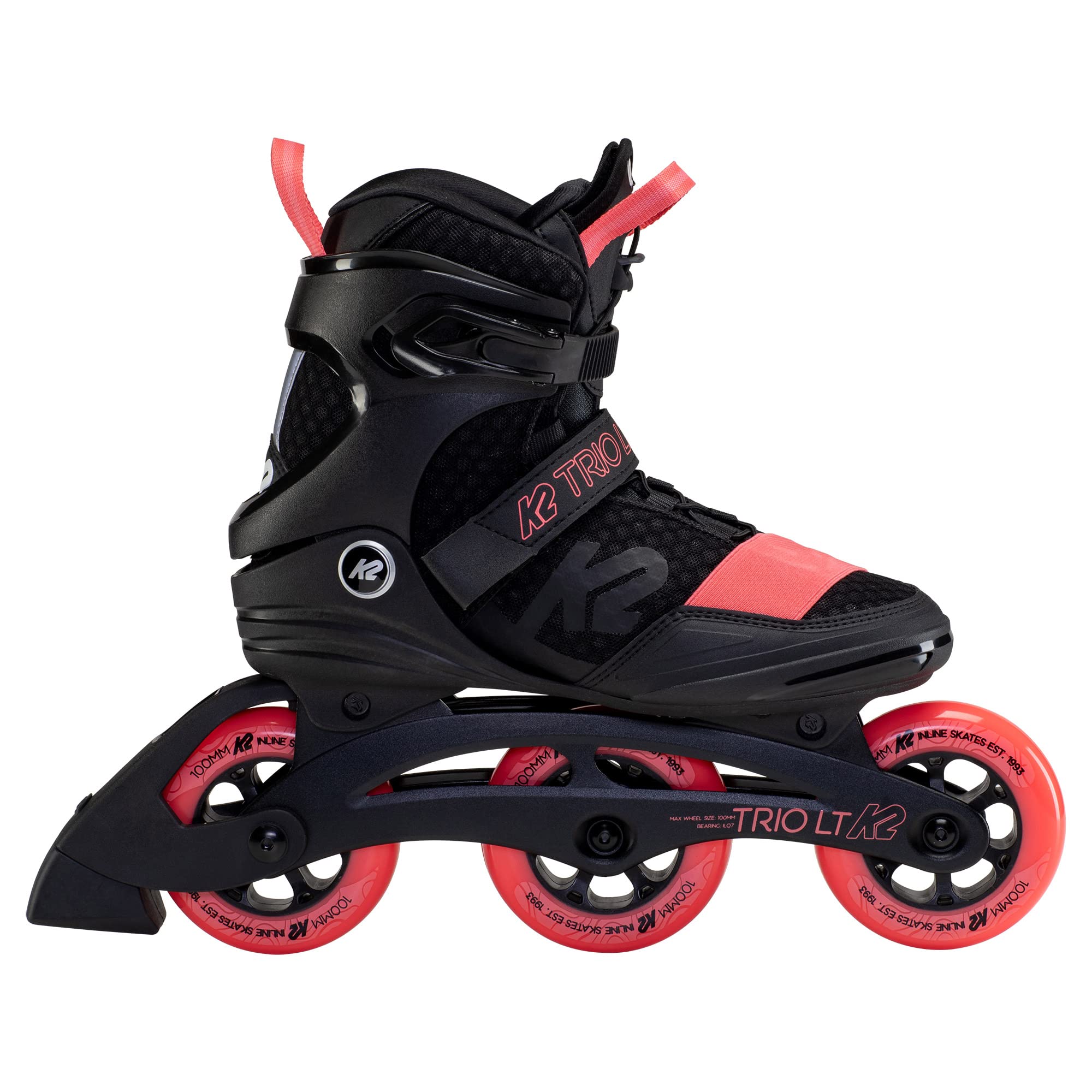 K2 Skate Womens Trio Lt 100 Inline Skates, Black_Coral, 7.5