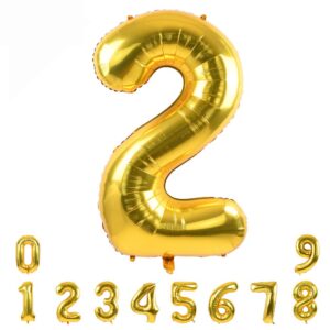 toniful 40 inch gold large numbers balloon 0-9 birthday party decorations,foil mylar big number balloon digital 2 for birthday party,wedding, bridal shower engagement photo shoot, anniversary