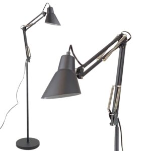 architect reading floor lamp by light accents adjustable arm bright standing lamp showroom quality 65" tall (black)