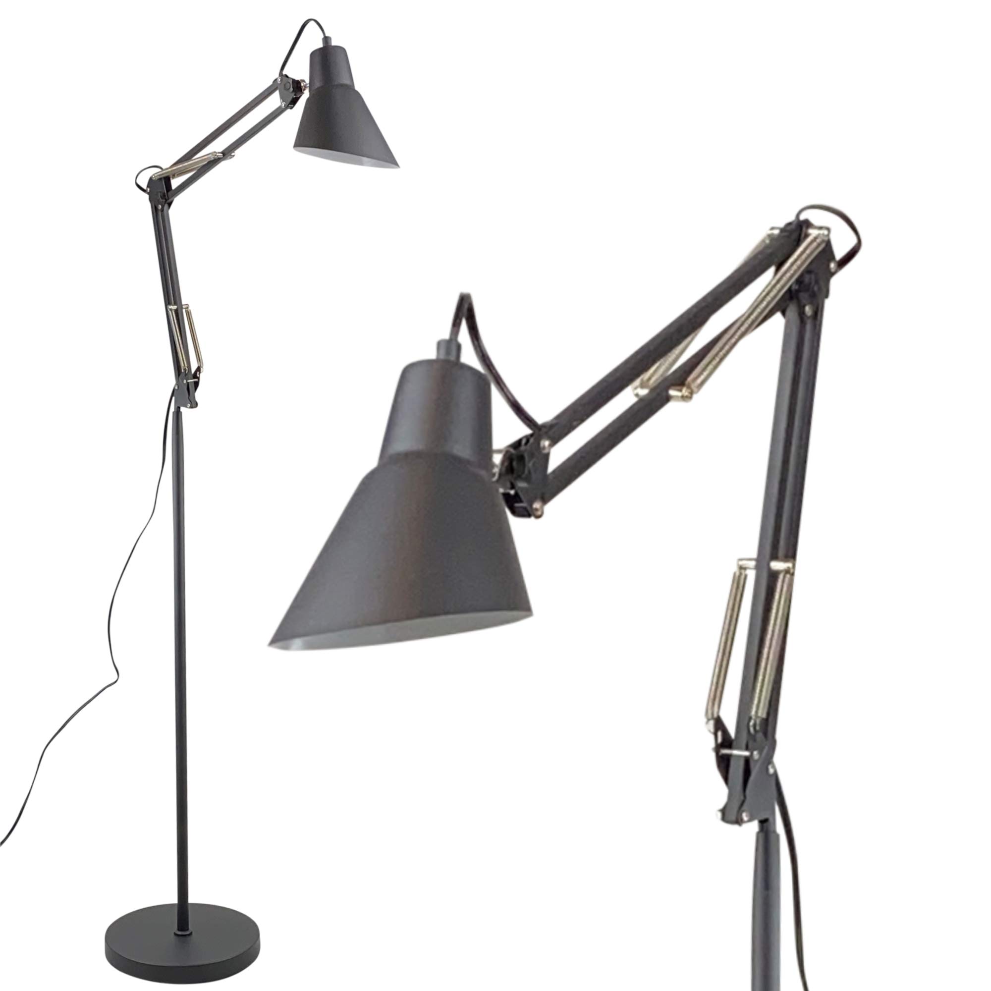 Architect Reading Floor Lamp by Light Accents Adjustable Arm Bright Standing Lamp Showroom Quality 65" Tall (Black)