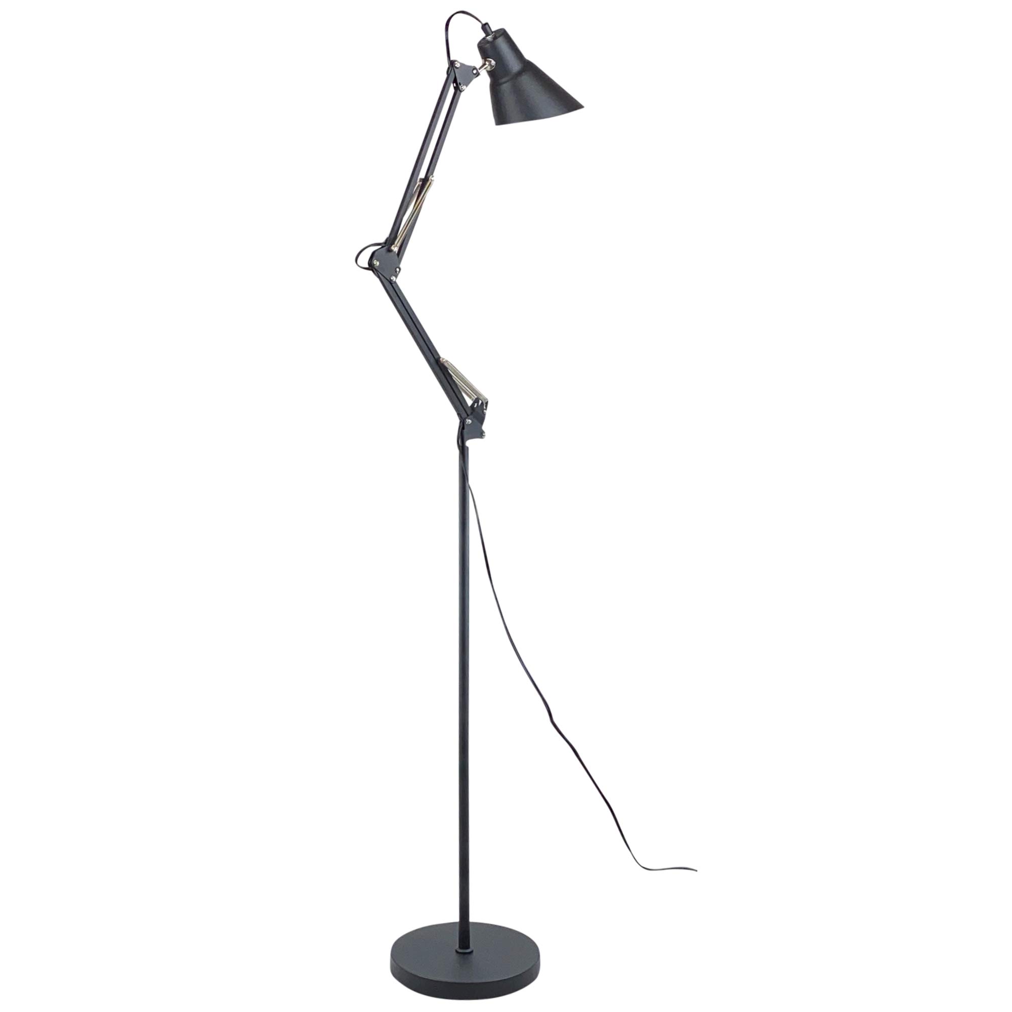 Architect Reading Floor Lamp by Light Accents Adjustable Arm Bright Standing Lamp Showroom Quality 65" Tall (Black)