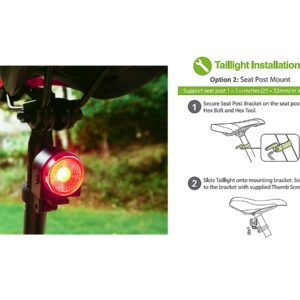 Wireless Bike Alarm w/Smart Taillight: Anti-Theft Alarm w/Remote; Auto On/Off Taillight w/New Burst Strobe Mode for Daytime; Deceleration Warning; Wireless Electric Horn & Bike Finder.