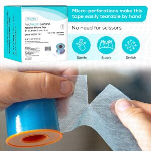 MedVance Silicone Tape 2" Wide Soft with Perforation and Cuttable (1 Pack, 5 Yards)…