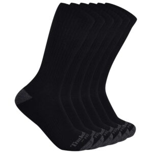 timberland pro mens timberland pro men's performance crew length 1/2 cushion 6-pack casual socks, black, large us