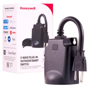 honeywell 39363-cs2 ultrapro z-wave plus outdoor plug-in switch, weather-resistant, 1 grounded outlet, 39363, black