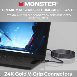 Monster M-Series 3000 Certified Premium 8K High Speed - 2.1, 4K 120Hz , 48 Gbps- HDMI Cables for Apple TV, Roku, Smart TV, Laptop, Montior - 4.9 ft