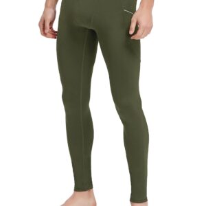 Willit Men's Active Yoga Leggings Pants Running Dance Tights with Pockets Cycling Workout Pants Quick Dry Army Green S