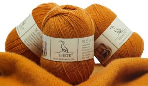 tehete 100% merino wool yarn for knitting 3-ply luxury warm soft lightweight blue crochet yarn (ginger)