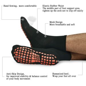 ELUTONG Men Non Slip Sticky Grips Socks 3 Pairs Tile Wood Floors Anti-Skid Workout Yoga Pilates Hospital Slipper Socks