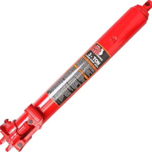 Big Red 3 Ton Hydraulic Long Ram Jack with Single Piston Pump and Clevis Base (Fits: Garage/Shop Cranes, Engine Hoists, and More) w/Handle, Red, A41417R