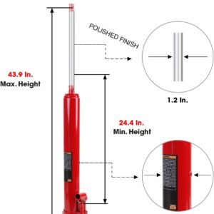 Big Red 3 Ton Hydraulic Long Ram Jack with Single Piston Pump and Clevis Base (Fits: Garage/Shop Cranes, Engine Hoists, and More) w/Handle, Red, A41417R