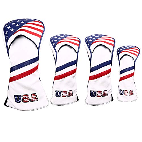 4pcs/Set 1 3 5 UT Golf Head Covers USA Stars and Stripes Driver Fairway Wood Hybrid Head Covers