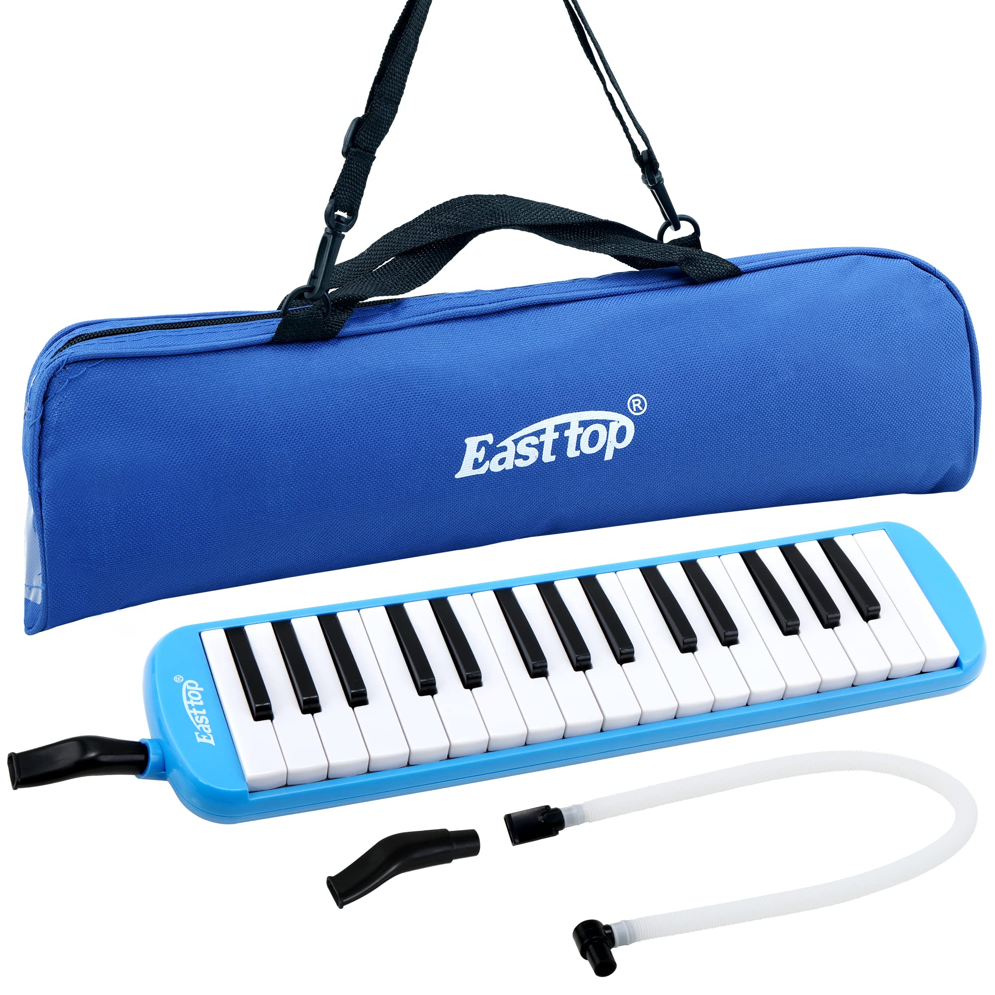 East top 32-Key Melodica, Professional Mouth Melodica Keyboard Organ Melodica Instrument for Adults, Students and Kids, As a gift, Set-Blue