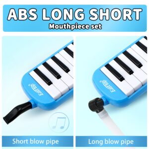 East top 32-Key Melodica, Professional Mouth Melodica Keyboard Organ Melodica Instrument for Adults, Students and Kids, As a gift, Set-Blue