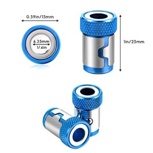 5 Pieces Magnetic Screw Ring Bit Magnetizer Ring Metal Magnetizer Screw, Removable for 1/4 Inch/ 6.35 mm Hex Screwdriver and Power Bits (Blue)