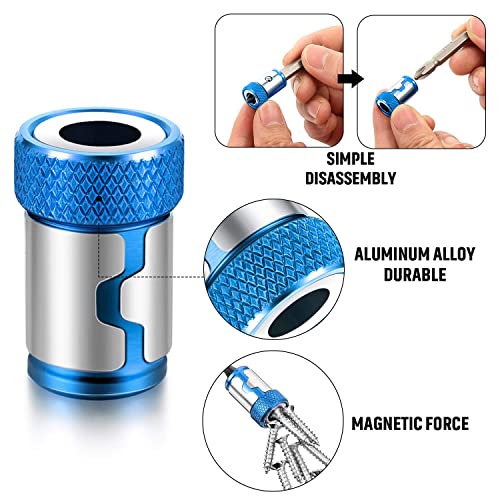 5 Pieces Magnetic Screw Ring Bit Magnetizer Ring Metal Magnetizer Screw, Removable for 1/4 Inch/ 6.35 mm Hex Screwdriver and Power Bits (Blue)