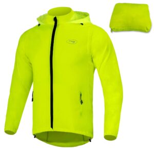 dooy men's cycling bike jacket windproof vest lightweight running jacket high visibility windbreaker with detachable sleeves(yellow,x-large)