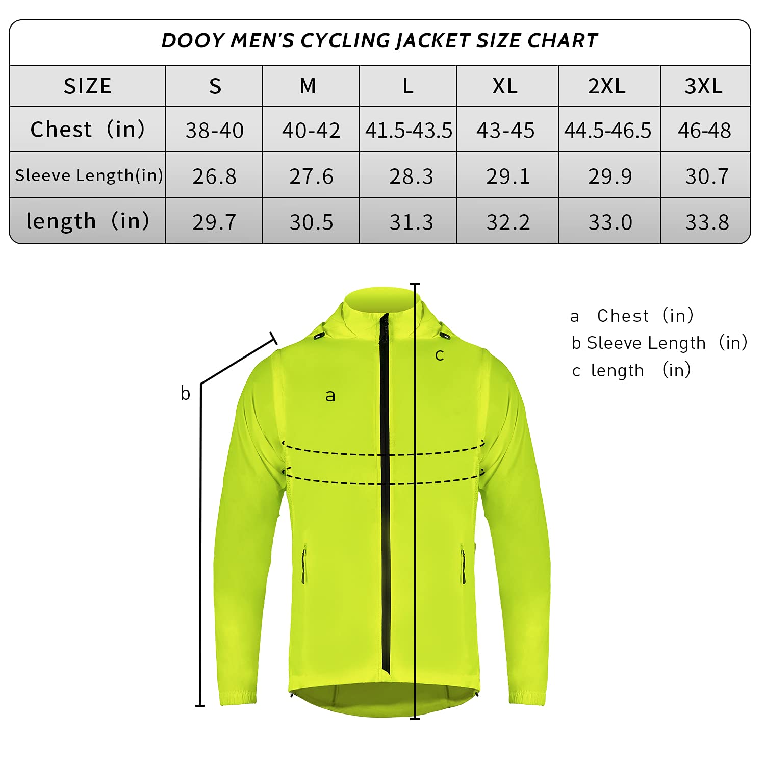 Dooy Men's Cycling Bike Jacket Windproof Vest Lightweight Running Jacket High Visibility Windbreaker with Detachable Sleeves(Yellow,X-Large)