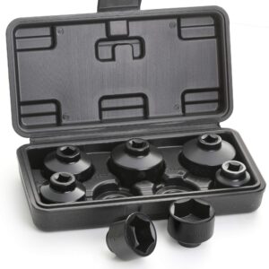 hromee fuel filter cap removal tool and installer 7 pieces low profile oil canister socket set 24mm 27mm, 29mm, 30mm, 32mm, 36mm and 38mm