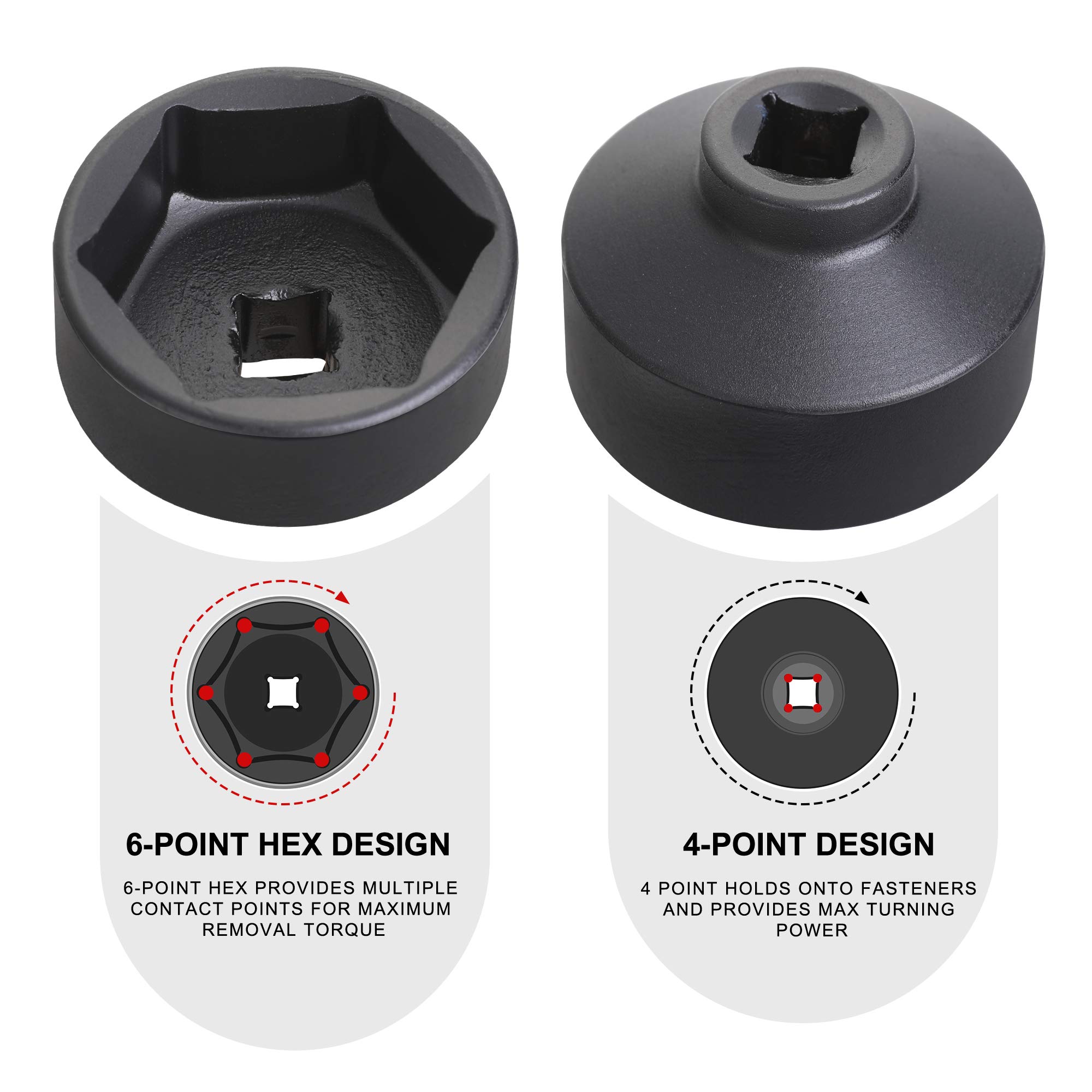 Hromee Fuel Filter Cap Removal Tool and Installer 7 Pieces Low Profile Oil Canister Socket Set 24mm 27mm, 29mm, 30mm, 32mm, 36mm and 38mm