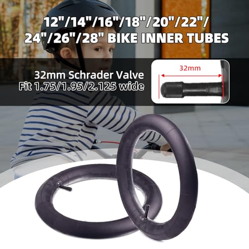 (2 Pack) CalPalmy 14" x 1.75/1.95/2.125" Kids Bike Replacement Inner Tubes - Inner Tube Replacement with 32mm Schrader Valve for JOYSTAR Kids Bike, COEWSKE Kid's Bike, and Segway Ninebot Kids Bike