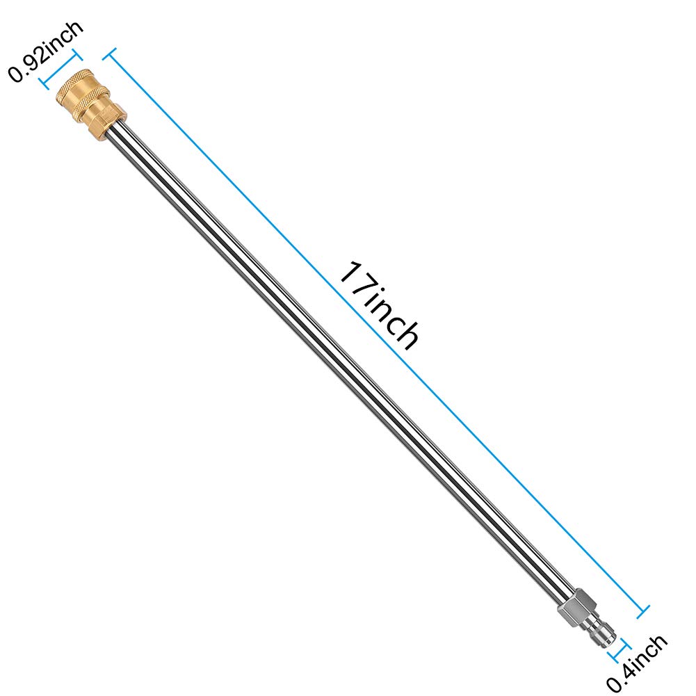 Ornem Pressure Washer Extension Wand, 17 Inch Power Washer Lance 1/4 Inch Quick Connect - Stainless Steel Power Spray Extender Wand - Power Washing Sprayer Accessories – 2 Pack