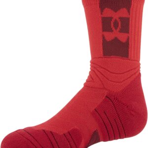 Under Armour Youth Playmaker Mid-Crew Socks, 1-Pair , Red/Cardinal , Small