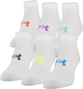 under armour women's essential lightweight low cut socks, 6-pairs, white, medium