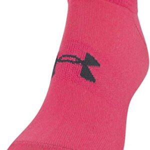 Under Armour Women's Essential 2.0 Lightweight No Show Socks, 6-Pairs, Cerise Pink Assorted, Medium