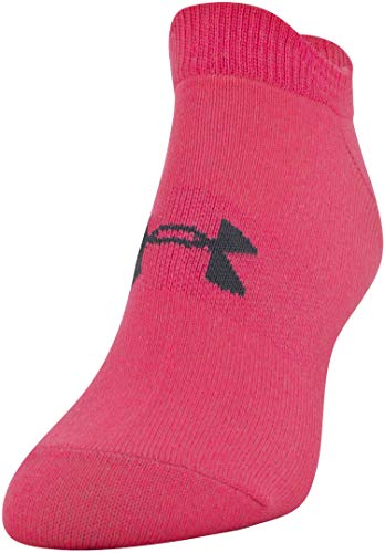 Under Armour Women's Essential 2.0 Lightweight No Show Socks, 6-Pairs, Cerise Pink Assorted, Medium