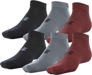 under armour men's essential lite low cut socks, 6-pairs , red/pitch gray , large