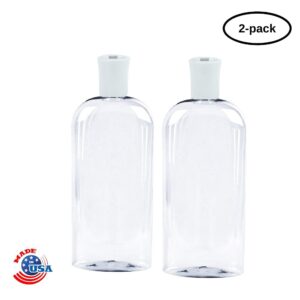 JNDUBZ Plastic Squeeze Bottle with Flip Cap 8 Oz - Refillable Portable, Travel Size, Leak Proof and Reusable for Household Use, Shampoo, Conditioner, Cleaning Solutions (2 Pack, 473 ml)