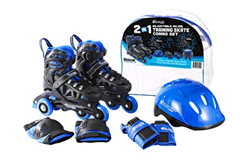 Chicago Skates Inline Training Skate Combo Set - Blue, Boys - Small Sizes J10-J13