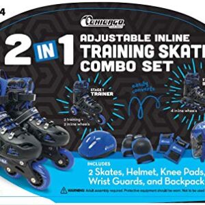 Chicago Skates Inline Training Skate Combo Set - Blue, Boys - Small Sizes J10-J13