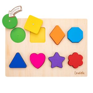 magnetic wooden educational shape puzzle - learn colors & shape recognition toy – toddler preschool game – kids montessori education