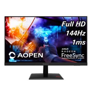 aopen 25mh1q pbipx 24.5" full hd (1920 x 1080) tn gaming monitor with amd radeon freesync technology, 144hz, 1ms, (hdmi & display port), black, fhd (1920x1080) 165hz
