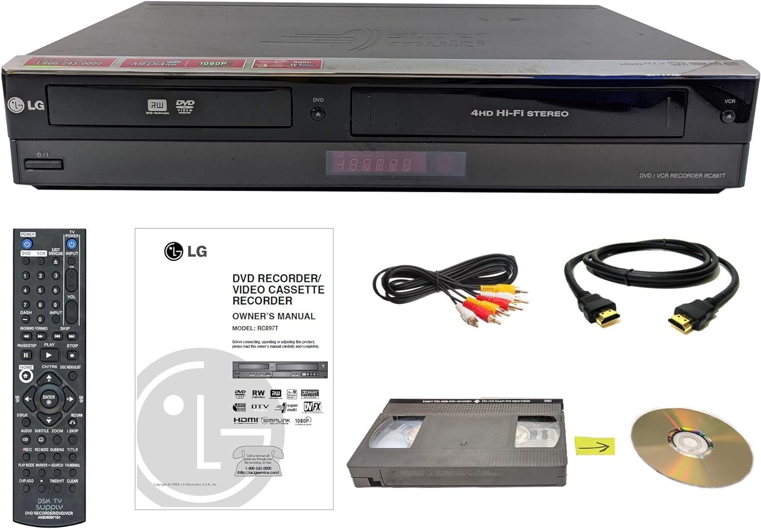 LG VHS to DVD Recorder VCR Combo w/ Remote, HDMI (Renewed)