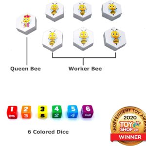 Bee Genius - Award Winner Puzzle Family Board Game for Ages 3+ Kids. 46,656 Possible Solutions to Help The Queen Bee & Worker Bees Build Their Honeycomb by Filling in Colored Shapes!