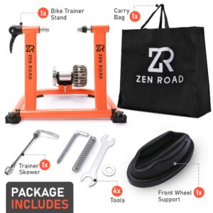 ZenRoad Bike Trainer Stand - Heavy-Duty Stationary Bike Stand with Fluid Resistance - Smart Indoor Bike Trainer Stand for Men and Women - Silent Bicycle Stand for Cycling Workouts Indoors