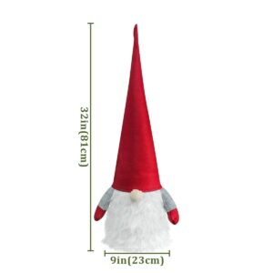 Ivenf 32 Inches Handmade Tomte Gnome Christmas Mantel Table Decorations, Extra Large Plush Swedish Scandinavian Santa for Xmas New Year Winter Holiday Home Decor, Red