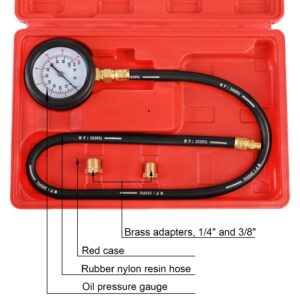 YSTOOL Oil Pressure Tester Kit Professional Oil Pressure Gauge Tool for Engine Diagnostic Test with Hose Adapters and Carry Case for Cars ATVs Trucks Use 0-100psi