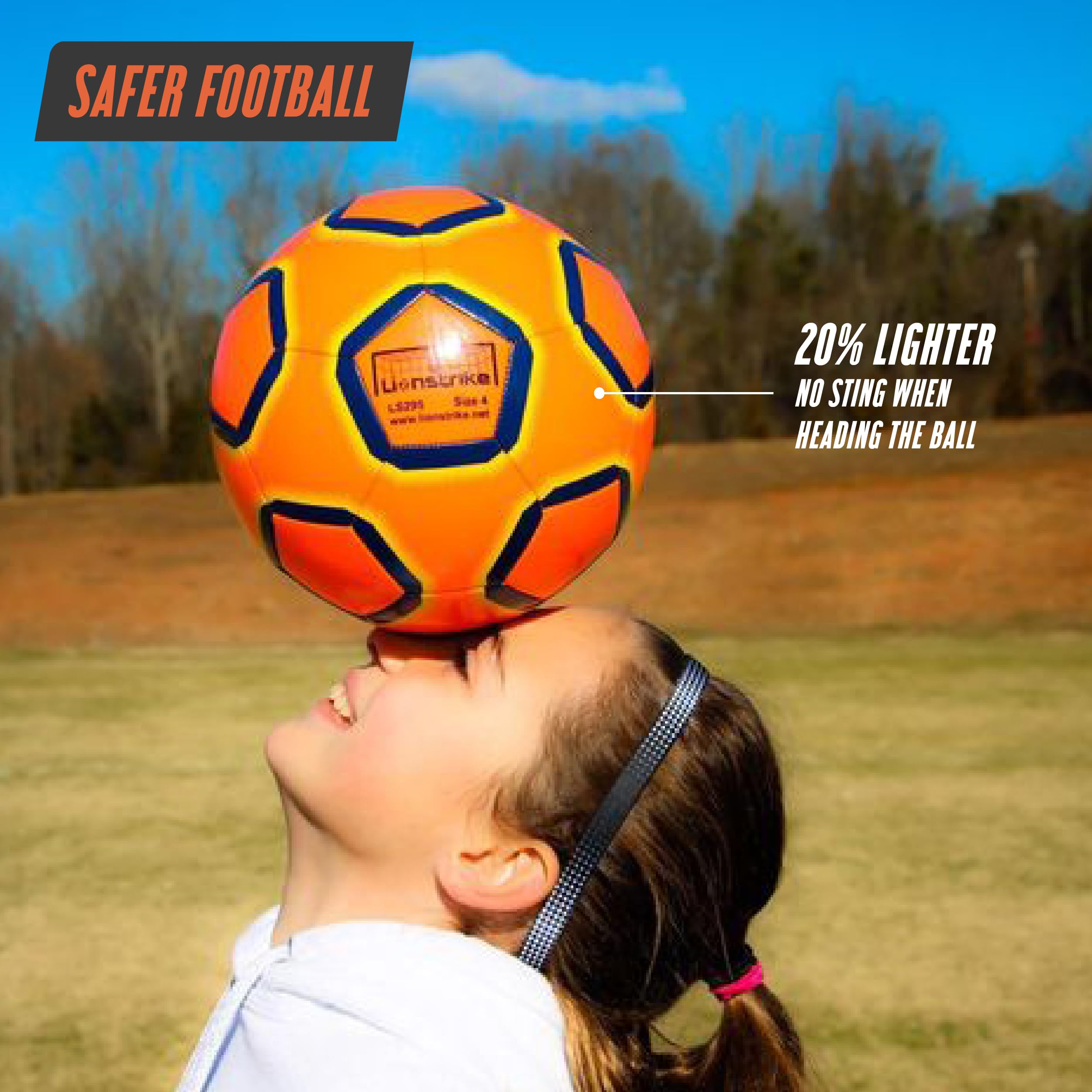 Lionstrike Lite Soccer Ball - Size 3 | Ages 2-4 | Indoor/Outdoor Training | Skill Practice & Confidence Boost | Boys, Girls (Orange)