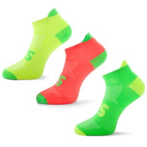 sls3 thin running socks for women & men, ultra light neon running socks for men & women. low cut no blister socks (3pack)